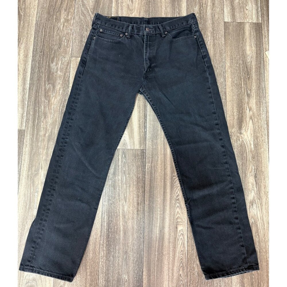 LEVI'S 505 MENS DENIM WASH BLACK JEANS STRAIGHT LEG 36X34 LONG-TALL 100% COTTON